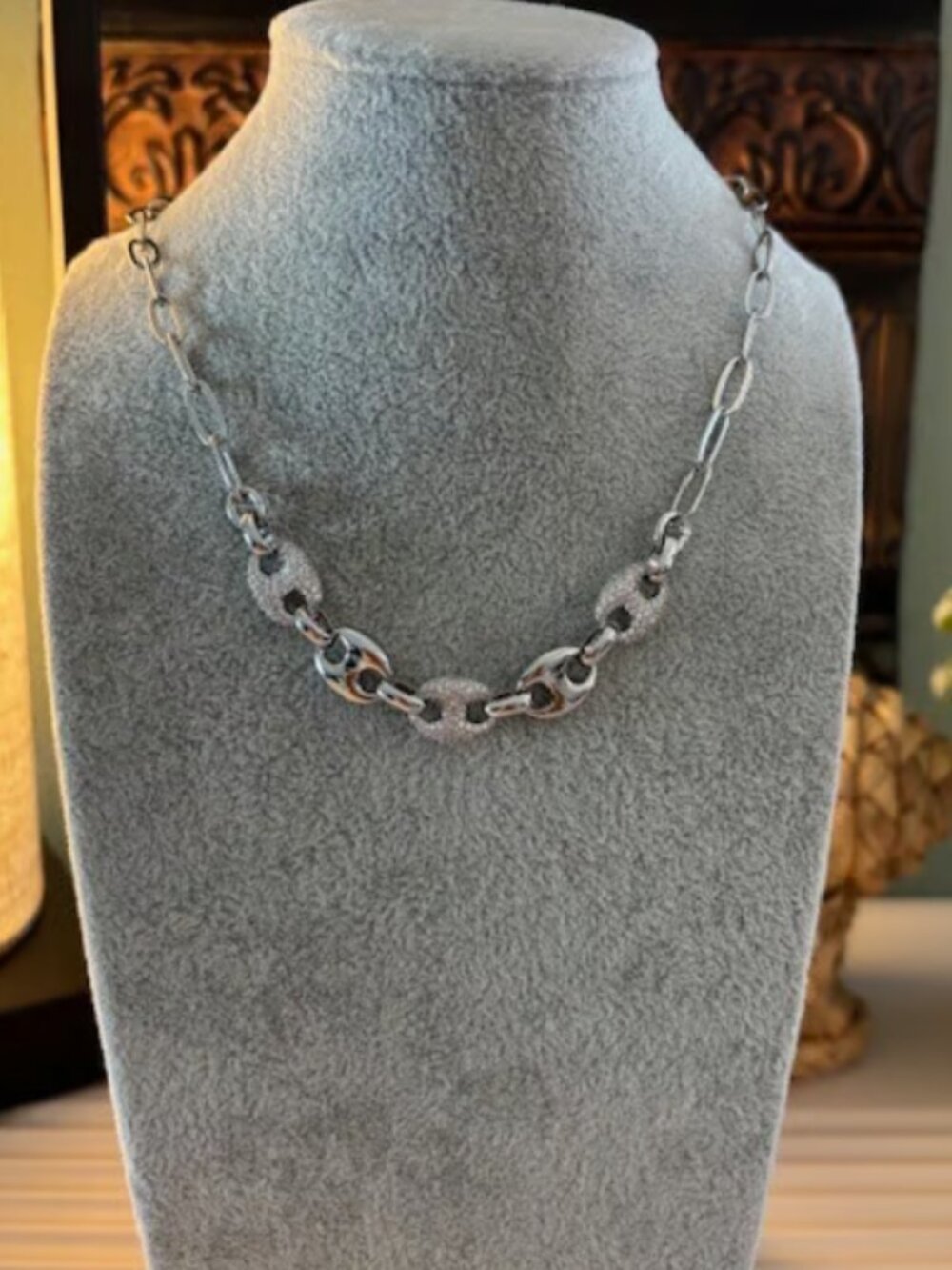Bomb Party Diamond CZ on Rhodium Plating Necklace